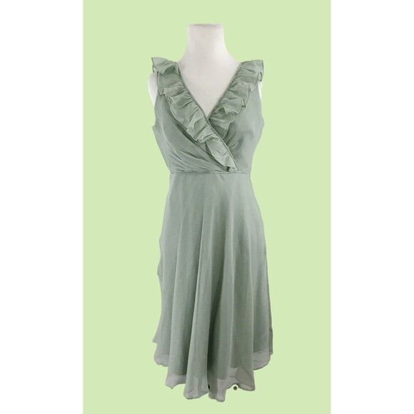 J Crew Gray Macie Dress 6P SILK Chiffon Empire High‎ Waist Sheath Msrp $250 - Picture 1 of 7